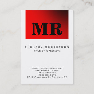 Affärskortet Black White Red Minimalist Monogram Visitkort