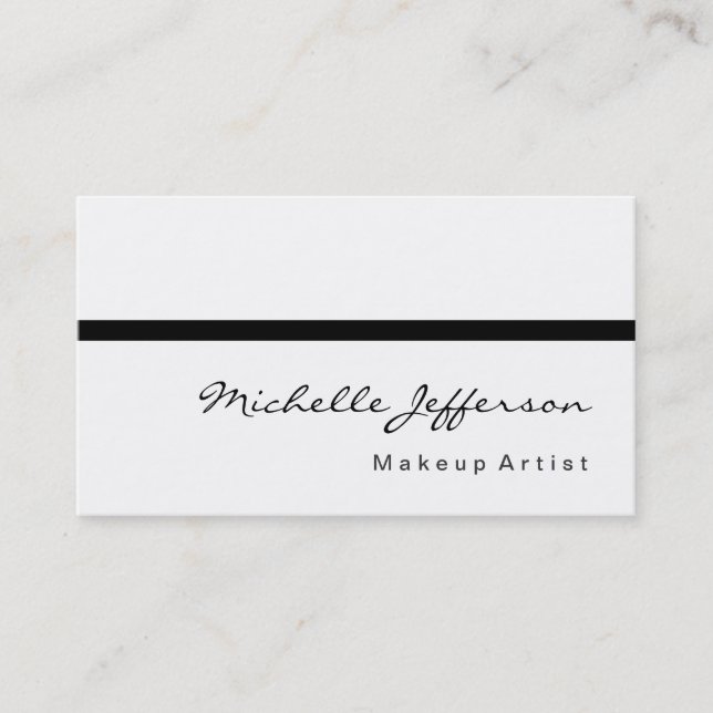 Affärskortet Black White Script Calligraphy Cute C Visitkort (Framsida)