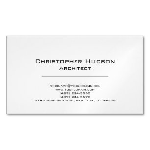 Affärskortet Black White Simple Plain Architect Magnetiska Visitkort