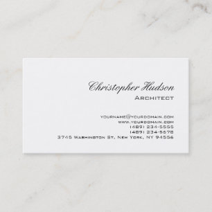 Affärskortet Black White Simple Plain Architect Visitkort