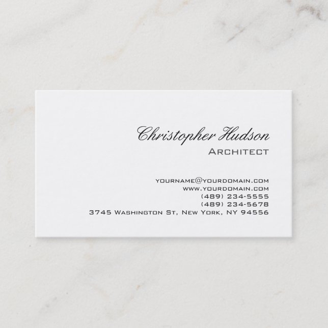 Affärskortet Black White Simple Plain Architect Visitkort (Framsida)