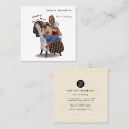 Affärskortet Black Woman Beauty Mode Square Fyrkantigt Visitkort