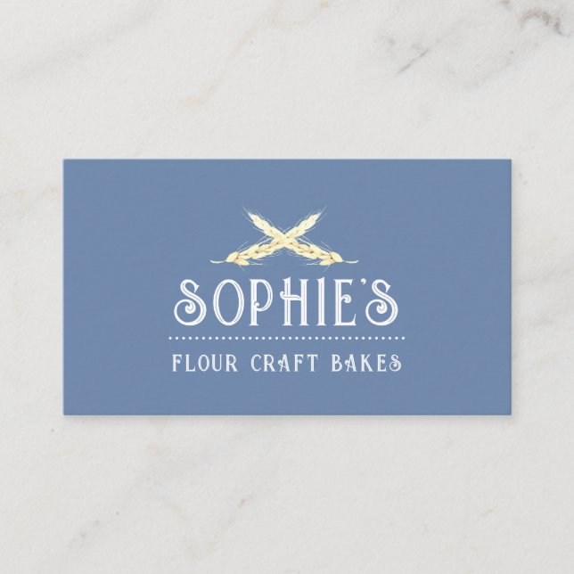 Affärskortet Blått Logotyp för elegant Baker Visitkort (Framsida)