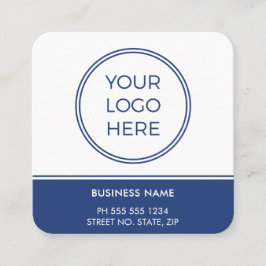 Affärskortet Blått QR-Logotyp i kvadrat Fyrkantigt Visitkort