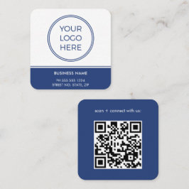 Affärskortet Blått QR-Logotyp i kvadrat Fyrkantigt Visitkort