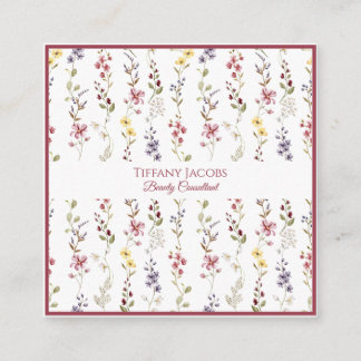 Affärskortet Blommigt av Wildblomma Fyrkantigt Visitkort