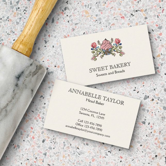 Affärskortet blommigt Bakery Visitkort (Skapare uppladdad)