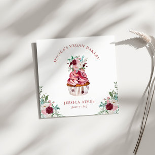 Affärskortet Blommigt Cake i bakeriet-bakverk Fyrkantigt Visitkort