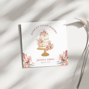 Affärskortet Blommigt Cake i bakeriet-bakverk Fyrkantigt Visitkort