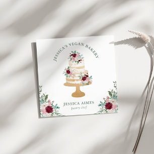 Affärskortet Blommigt Cake i bakeriet-bakverk Fyrkantigt Visitkort