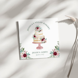 Affärskortet Blommigt Cake i bakeriet-bakverk Fyrkantigt Visitkort