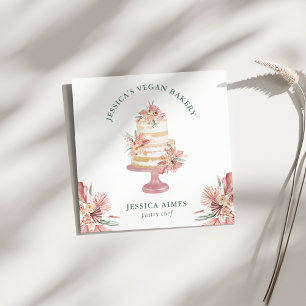 Affärskortet Blommigt Cake i bakeriet-bakverk Fyrkantigt Visitkort