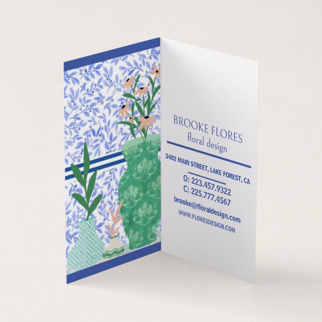 Affärskortet blommigt designmappat visitkort (Insida)