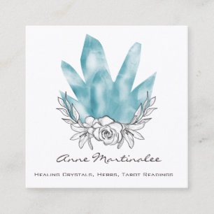 Affärskortet blommigt Dockle Blue Crystals Square Fyrkantigt Visitkort