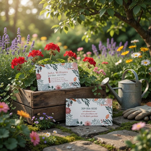 Affärskortet blommigt Garden Services Visitkort (Skapare uppladdad)