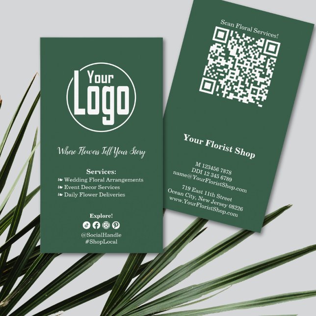 Affärskortet blommigt Services Florist Grönt White Lojalitetskort (Floral Services Florist Green White Business Card)