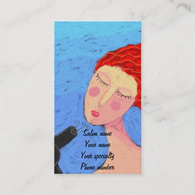 Affärskortet Blow Dry Hair Stylist Tidsbeställning Kort (Framsida)