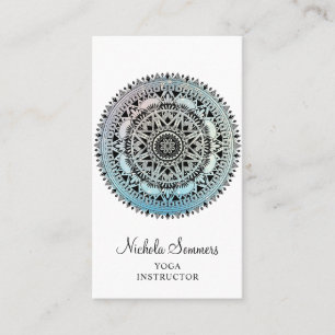 Affärskortet Blue Black Mandala Yoga Instructor Visitkort