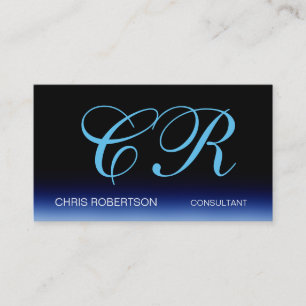 Affärskortet Blue Black Snyggt Monogram Visitkort
