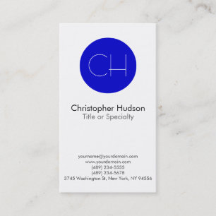 Affärskortet Blue Circle White Monogram Visitkort
