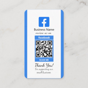 Affärskortet Blue Facebook Review with QR Code Visitkort