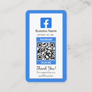 Affärskortet Blue Facebook Review with QR Code Visitkort