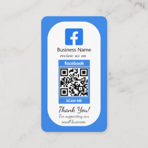 Affärskortet Blue Facebook Review with QR Code Visitkort