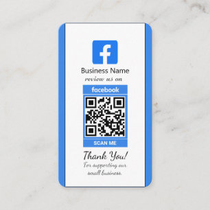 Affärskortet Blue Facebook Review with QR Code Visitkort