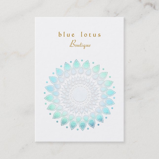 Affärskortet Blue Foil look Lotus Knubbig Visitkort (Framsida)