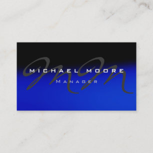 Affärskortet Blue Grått Black Unique Monogram Visitkort