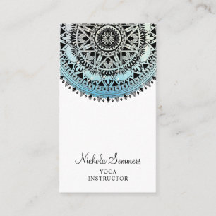 Affärskortet Blue Ombre Mandala Yoga Instructor Visitkort