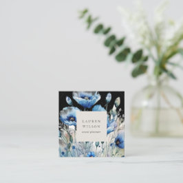 Affärskortet Blue Poppy Flower Elegant Fyrkantigt Visitkort