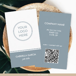 Affärskortet Blue QR Code Logotyp Visitkort