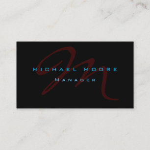 Affärskortet Blue Red Black Monogram Manager Visitkort