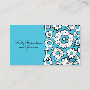 Affärskortet Blue Sketched Flowers Visitkort