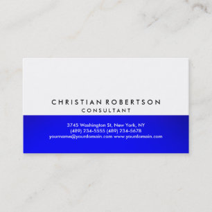 Affärskortet Blue White Plain Modern Consultant Visitkort