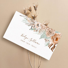 Affärskortet Boho beige och mint bouquet Visitkort