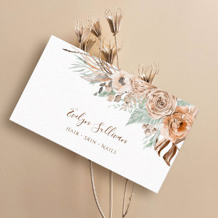Affärskortet Boho beige och mint bouquet Visitkort