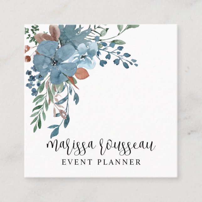 Affärskortet Boho Blommigt Event Planner Square Fyrkantigt Visitkort (Framsida)
