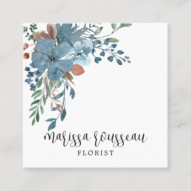 Affärskortet Boho Blommigt Square Fyrkantigt Visitkort (Framsida)