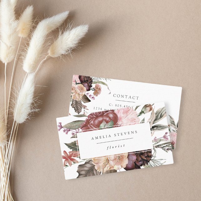 Affärskortet Boho Bouquet Florist Visitkort (Skapare uppladdad)
