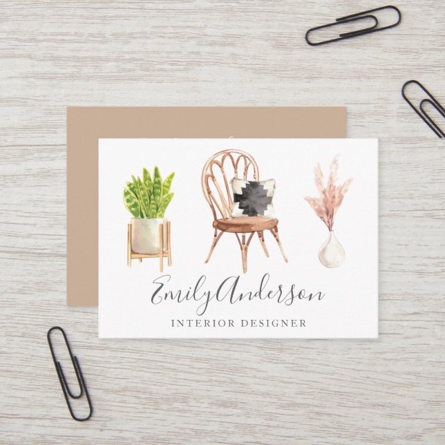 Affärskortet Boho Möbler Inredingsdesign Visitkort (Fram/Back In Situ)