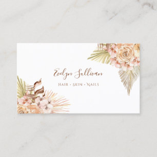 affärskortet boho peach-blommor visitkort