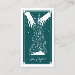 Affärskortet Boho Tarot Hair stylist Teal Visitkort