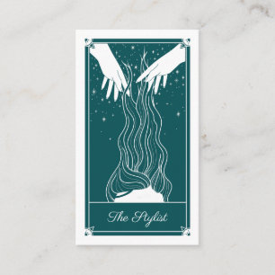Affärskortet Boho Tarot Hair stylist Teal Visitkort