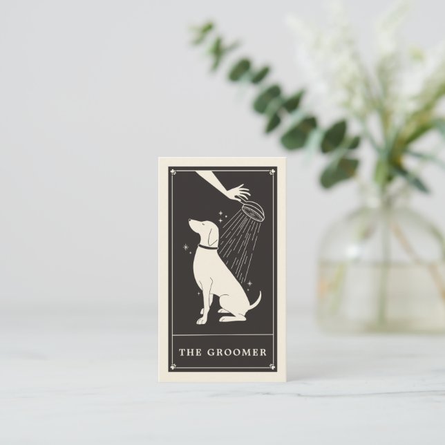 Affärskortet Boho Tarot Hund Groomer Visitkort (Stående Fram)