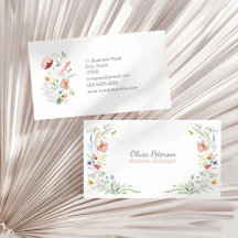Affärskortet Boho Watercolor Wildblommor