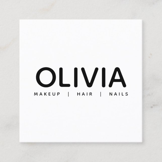 Affärskortet Bold Modern Black White Typography Fyrkantigt Visitkort (Framsida)