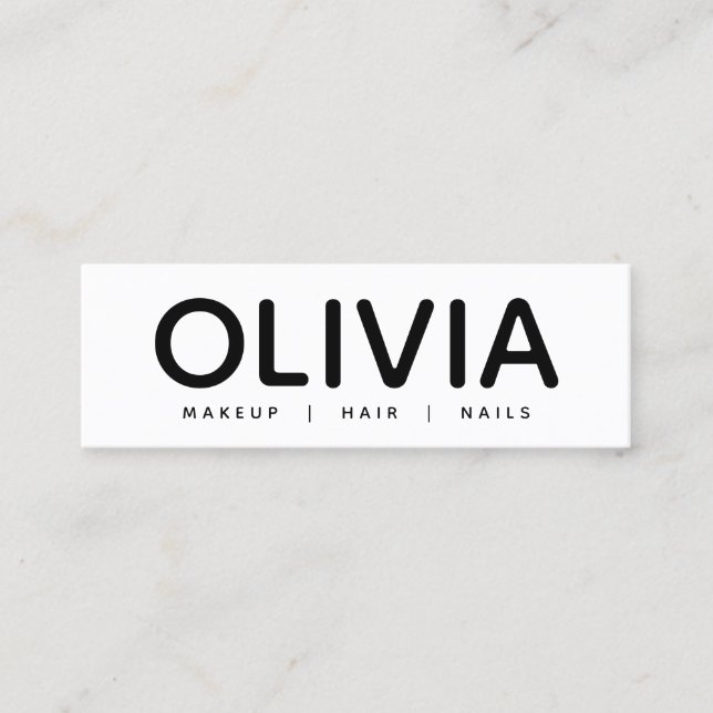 Affärskortet Bold Modern Black White Typography Mini Visitkort (Framsida)