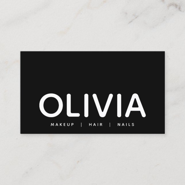 Affärskortet Bold Modern Black White Typography Visitkort (Framsida)